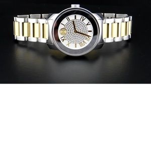 MOVADO Bold Silver Crystal Pave Dial Two-tone Ladies